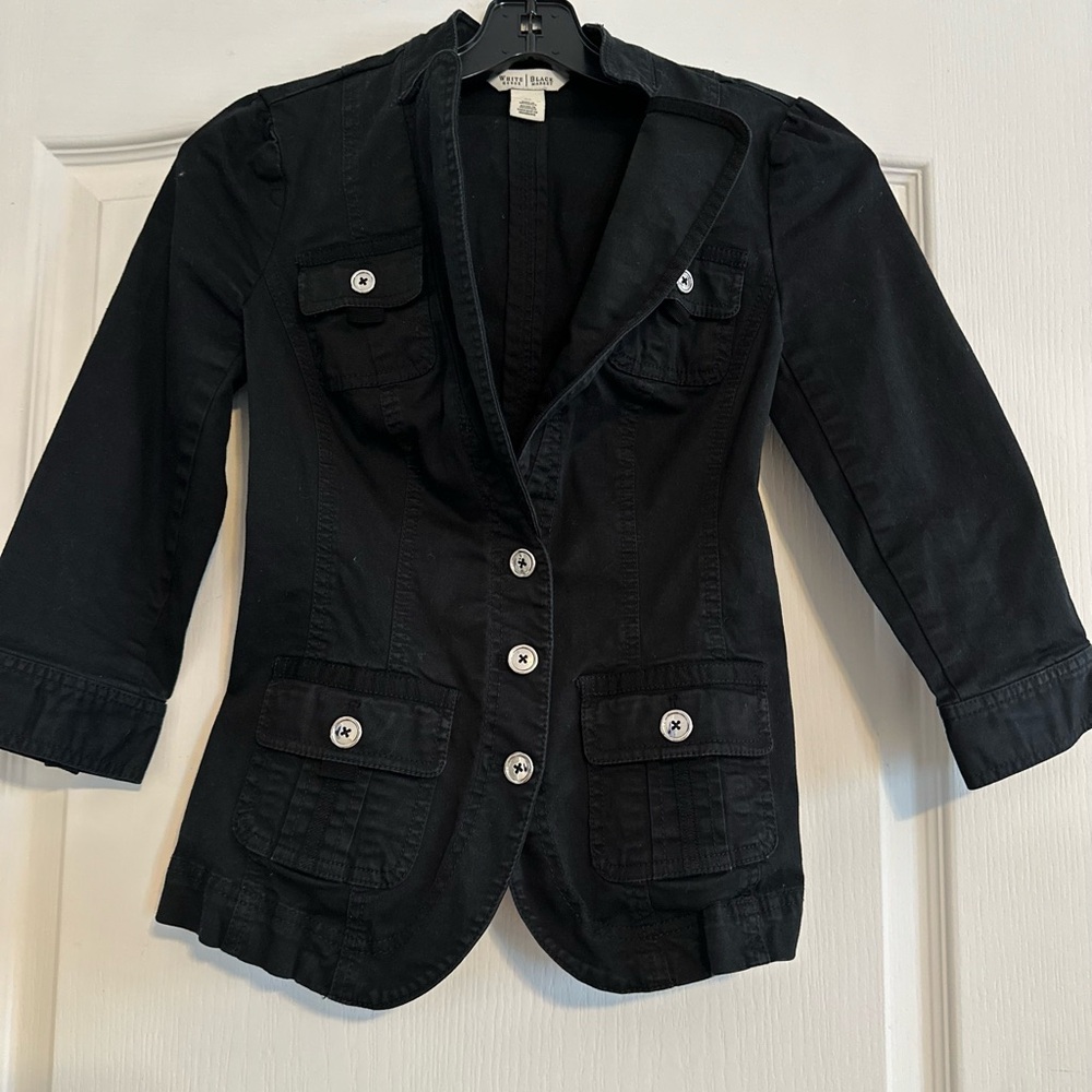 White House black market quarter sleeve black blazer